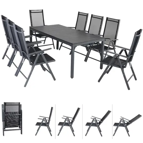 garten sitzgruppe bern 9 tlg anthrazit alu wpc