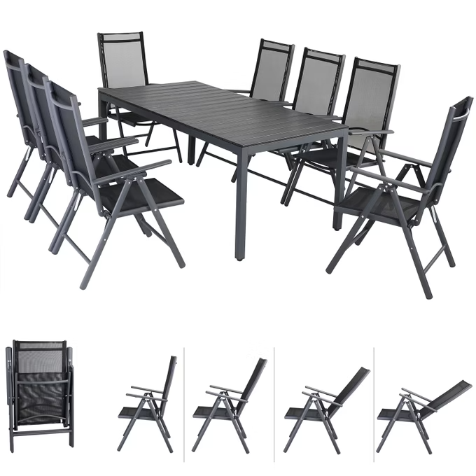 garten sitzgruppe bern 9 tlg anthrazit alu wpc