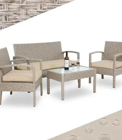 polyrattan garten sitzgruppe 4 tlg creme