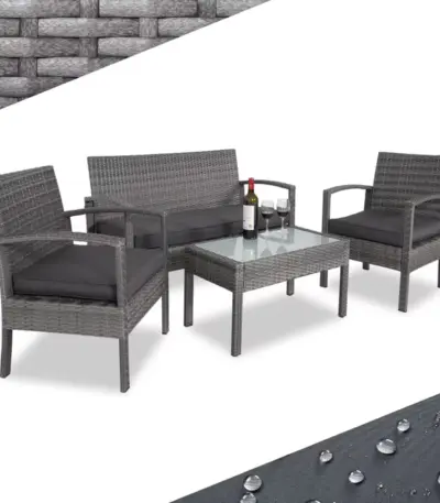polyrattan garten sitzgruppe 4 tlg grau anthrazit