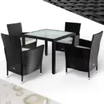 polyrattan garten sitzgruppe bali | 4 stühle & 1 tisch | schwarz