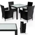 polyrattan garten sitzgruppe bali | 4 stühle & 1 tisch | schwarz