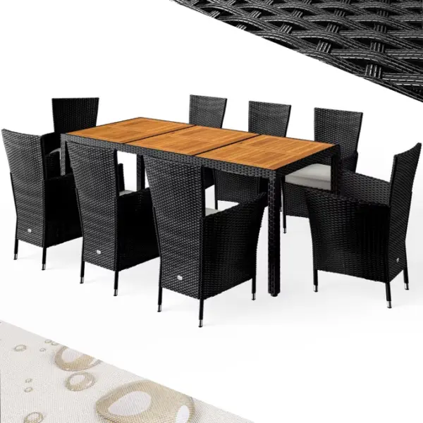 polyrattan garten sitzgruppe verona 9 tlg schwarz
