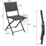 polyrattan klappstuhl mor | 2er set | schwarz