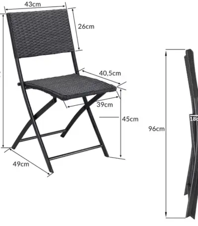 polyrattan klappstuhl mor | 2er set | schwarz
