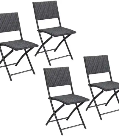 polyrattan klappstuhl mor | 2er set | schwarz