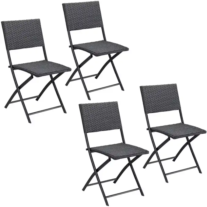 polyrattan klappstuhl mor | 2er set | schwarz