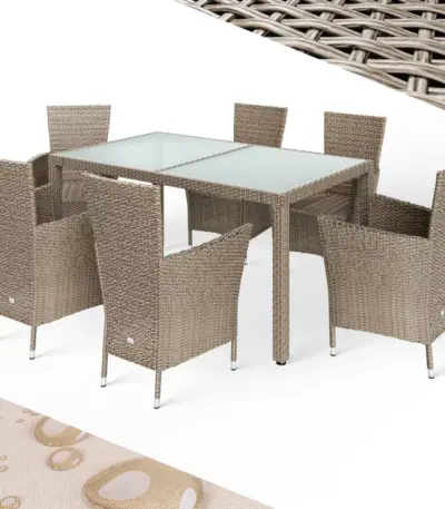 polyrattan garten sitzgruppe 5 und 9 tlg beige/creme