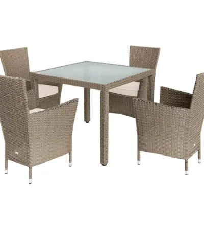 polyrattan garten sitzgruppe 5 und 9 tlg beige/creme