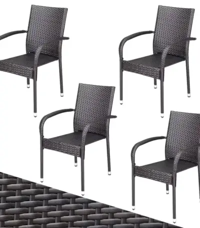 polyrattan stapelstuhl comfort 4er braun