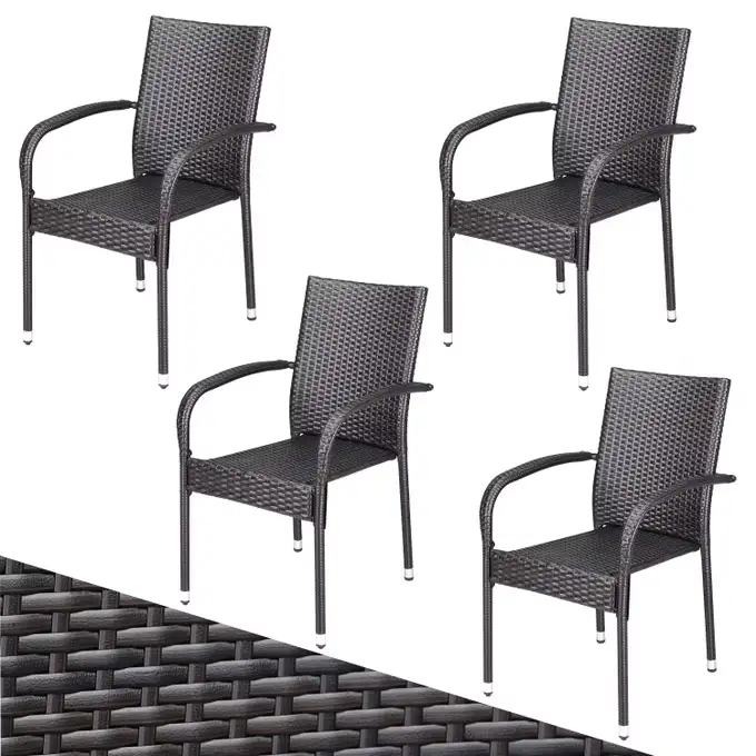 polyrattan stapelstuhl comfort 4er braun