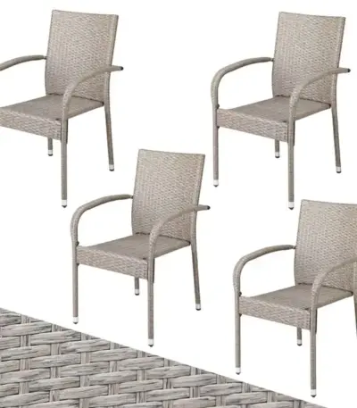 polyrattan stapelstuhl comfort 4er creme